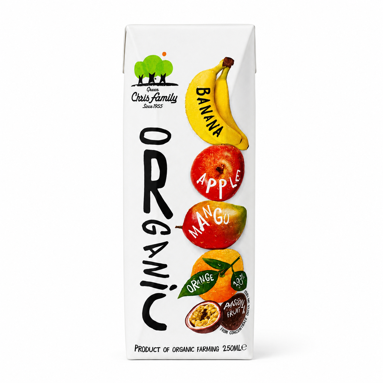 CHRISTODOULOU FAMILY BIO 100% ovocná šťáva banán, jablko, mango, pomeranč a marakuja 250 ml