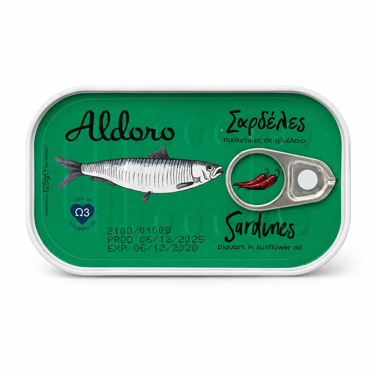 ALDORO Pikantní sardinky ve slunečnicovém oleji 125 g