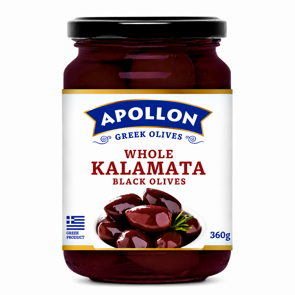 APOLLON černé olivy KALAMATA s peckou 360 g