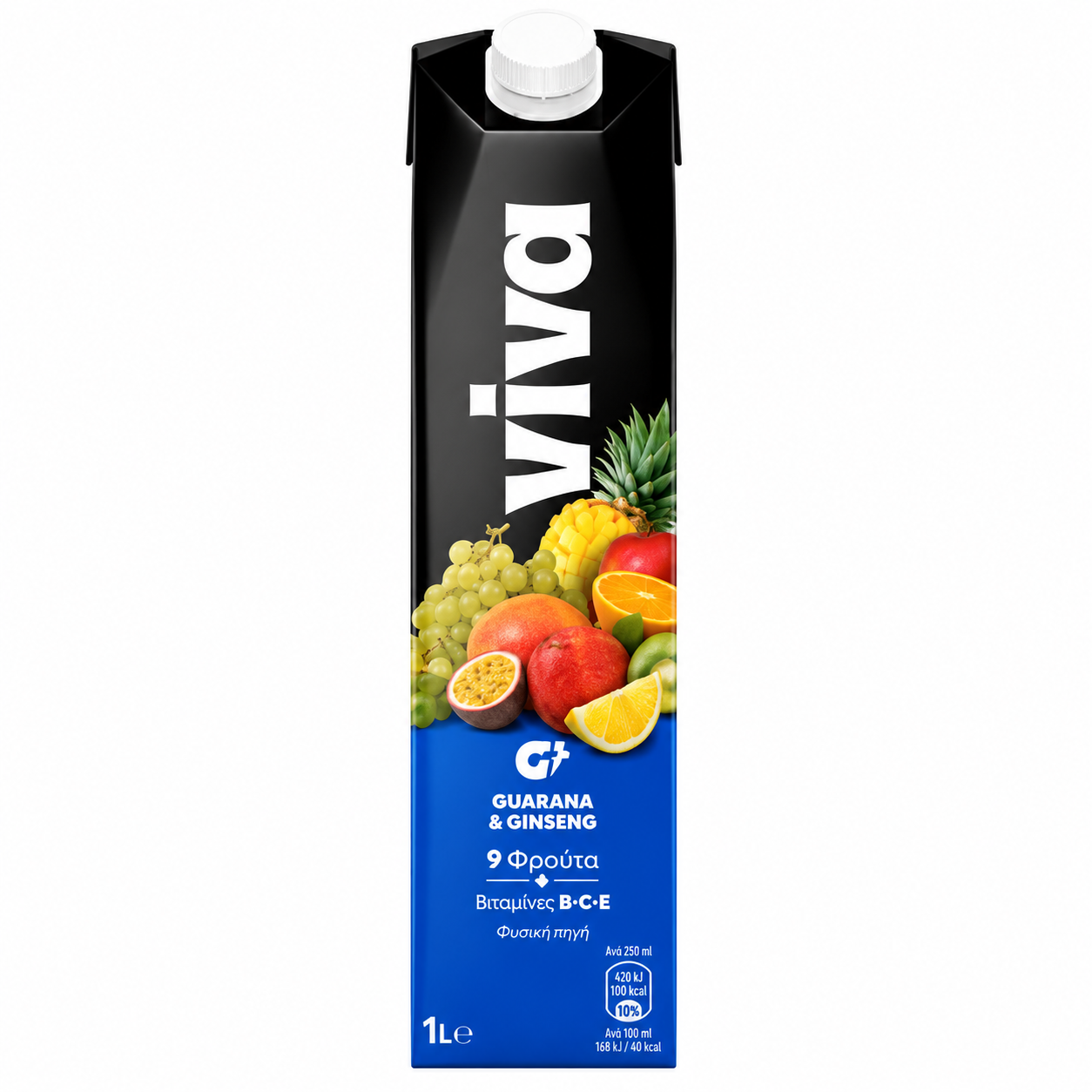 VIVA Ovocný nápoj 9 druhů ovoce s guaranou a ženšenem 1 l