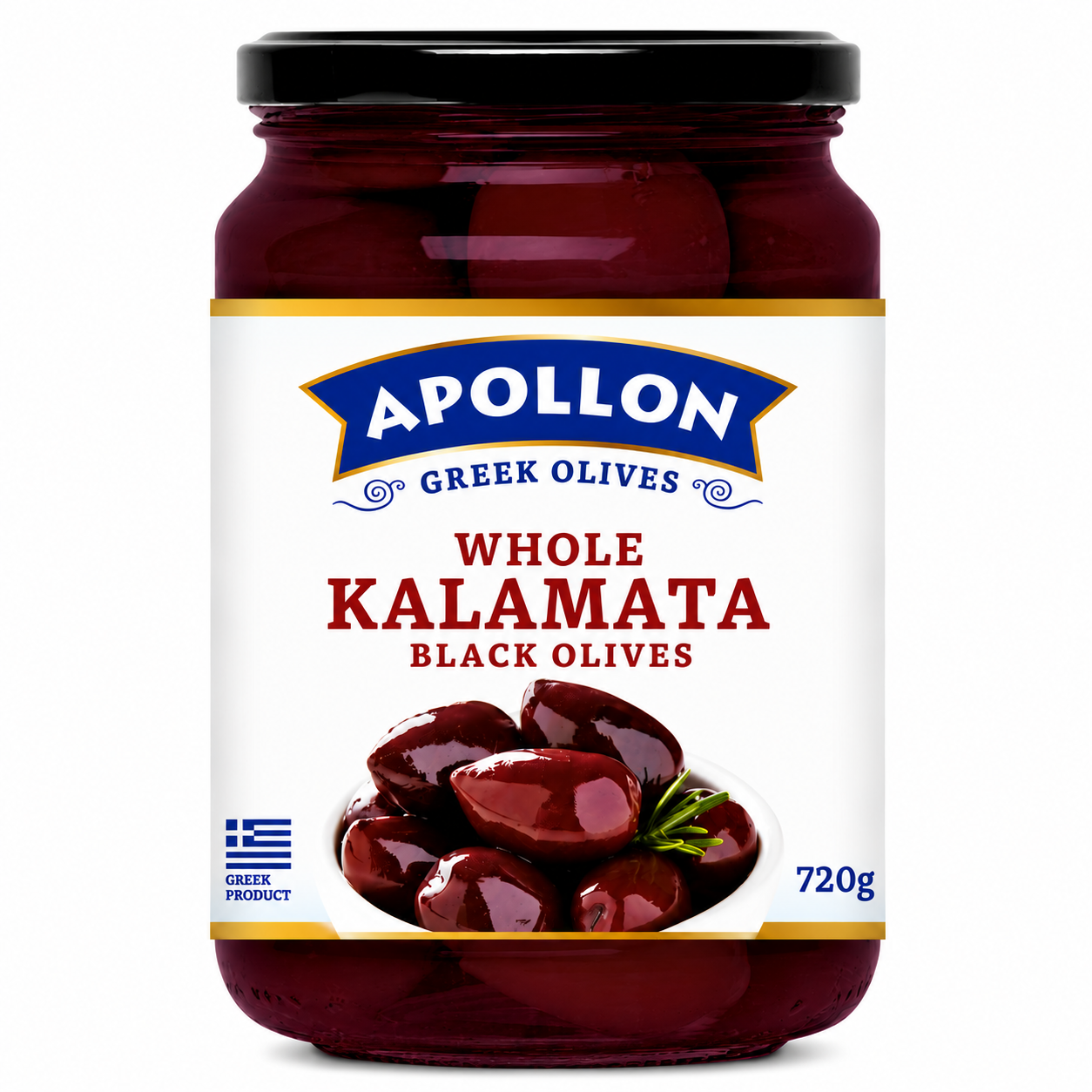 APOLLON černé olivy KALAMATA s peckou 720 g