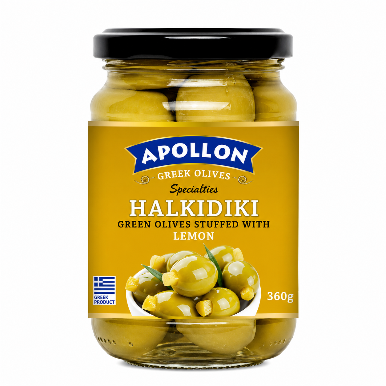 APOLLON zelené olivy plněné citronem 360 g